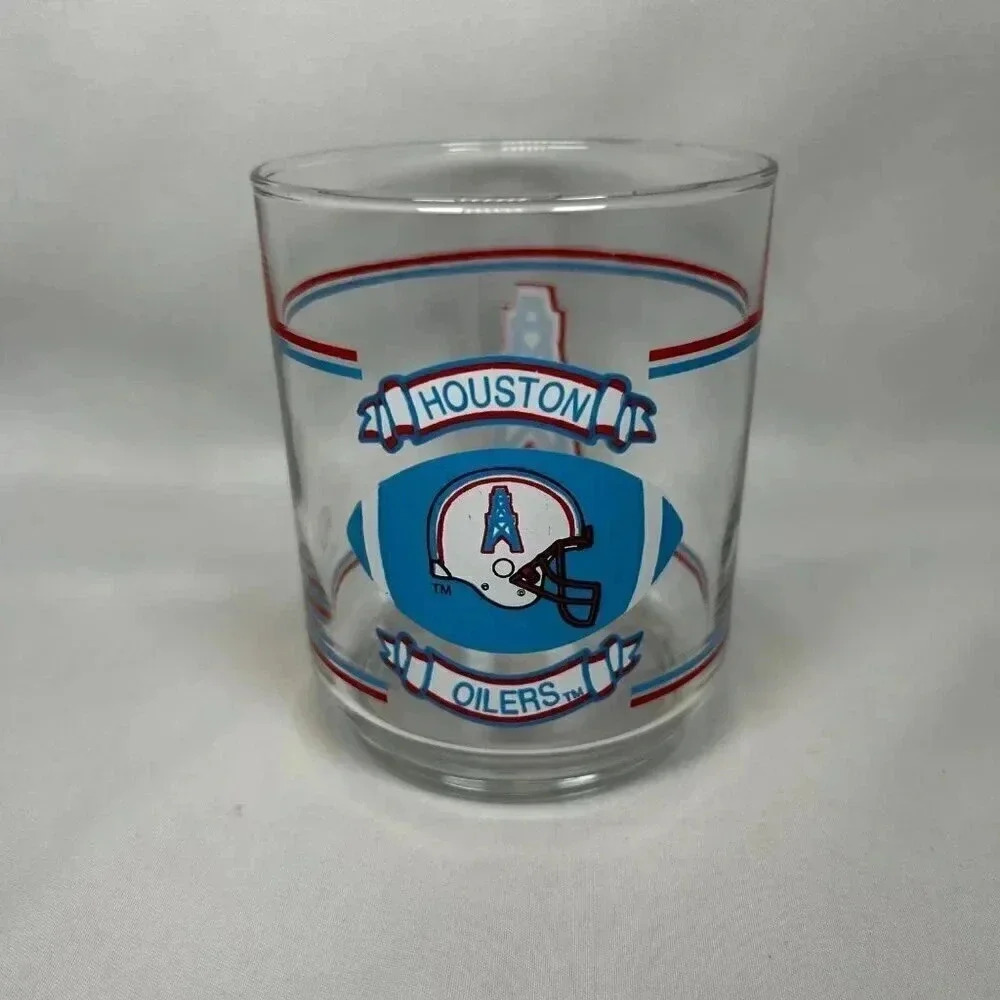 2/$30 Vintage NFL Houston Oilers Shell Miles Ahead Glass Tumbler Drinking Glass